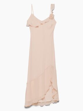 Aritzia Wilfred Pale Pink Engage Dress Ruffle Slip Dress in Blush Small S